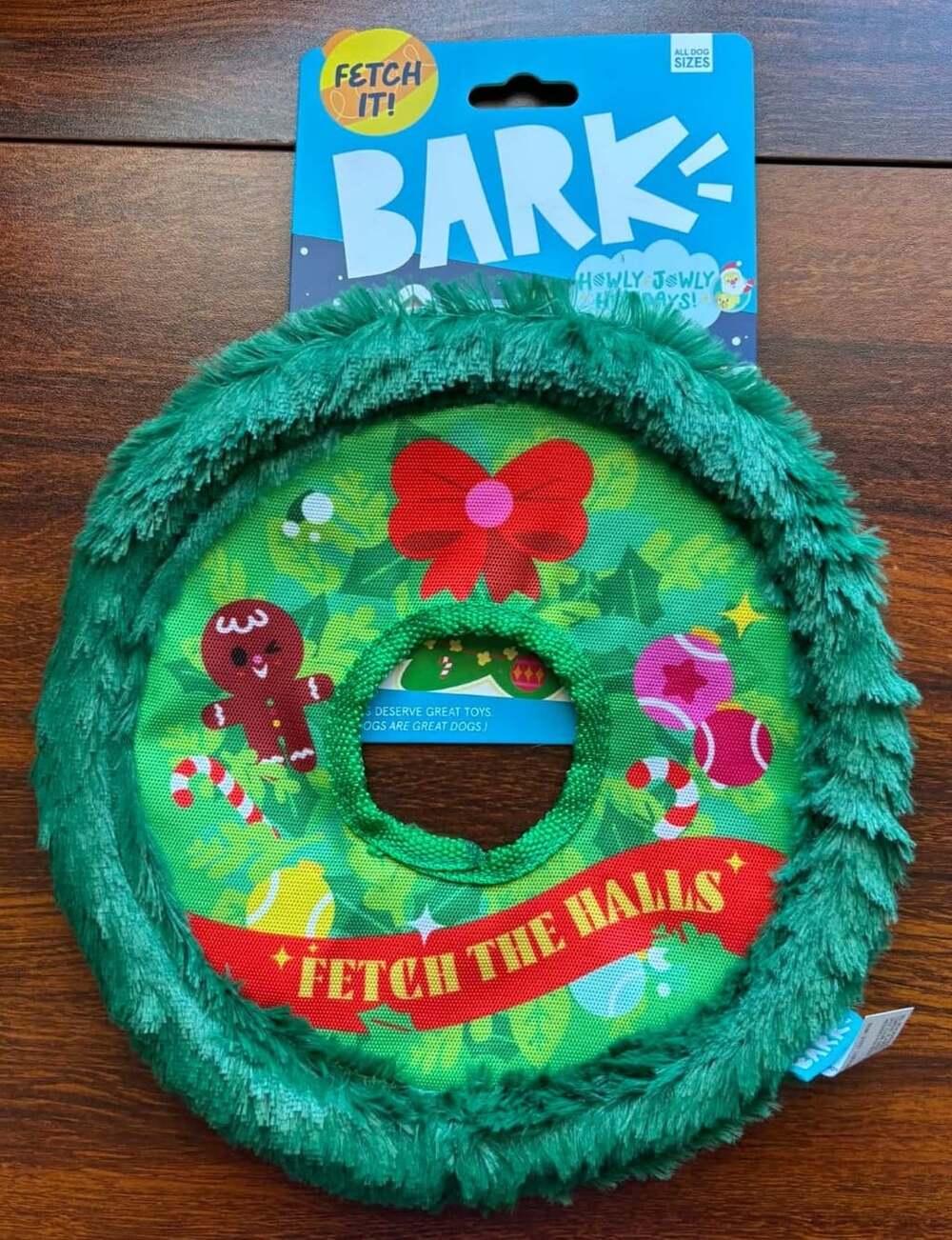 Bark Howly Jowly Holidays Toss the Season Wreath Toy All Dog Sizes